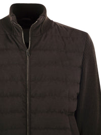 Herno Men Quilted Knit And Fabric Jacket With High Collar