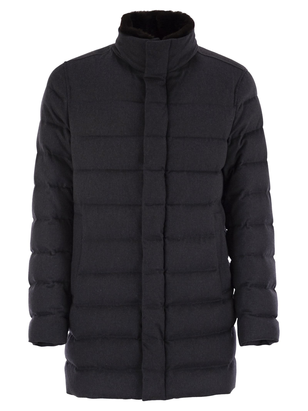 Herno Men Down Jacket With Fur Collar
