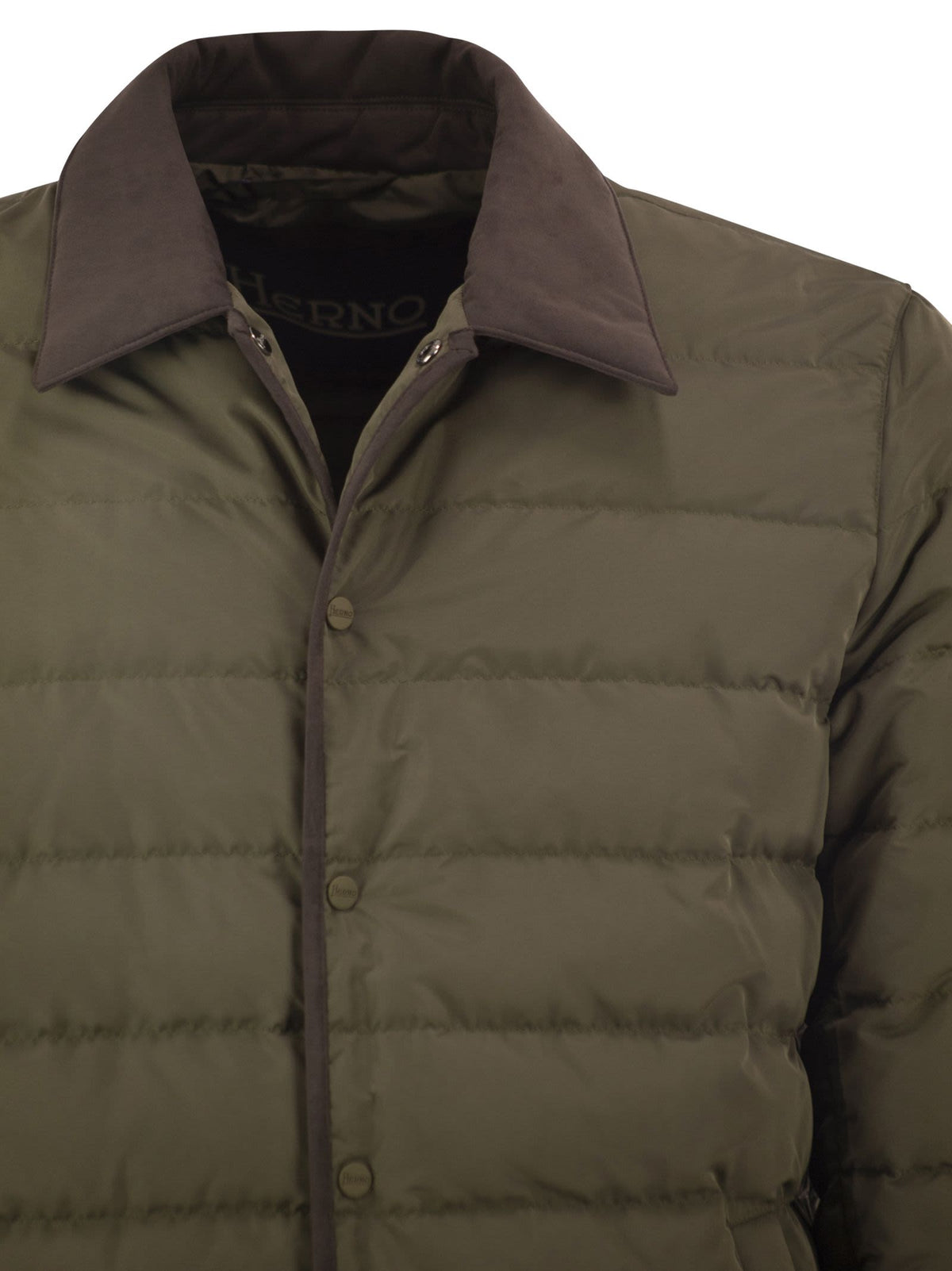 Herno Men Quilted Down Jacket With Shirt Collar