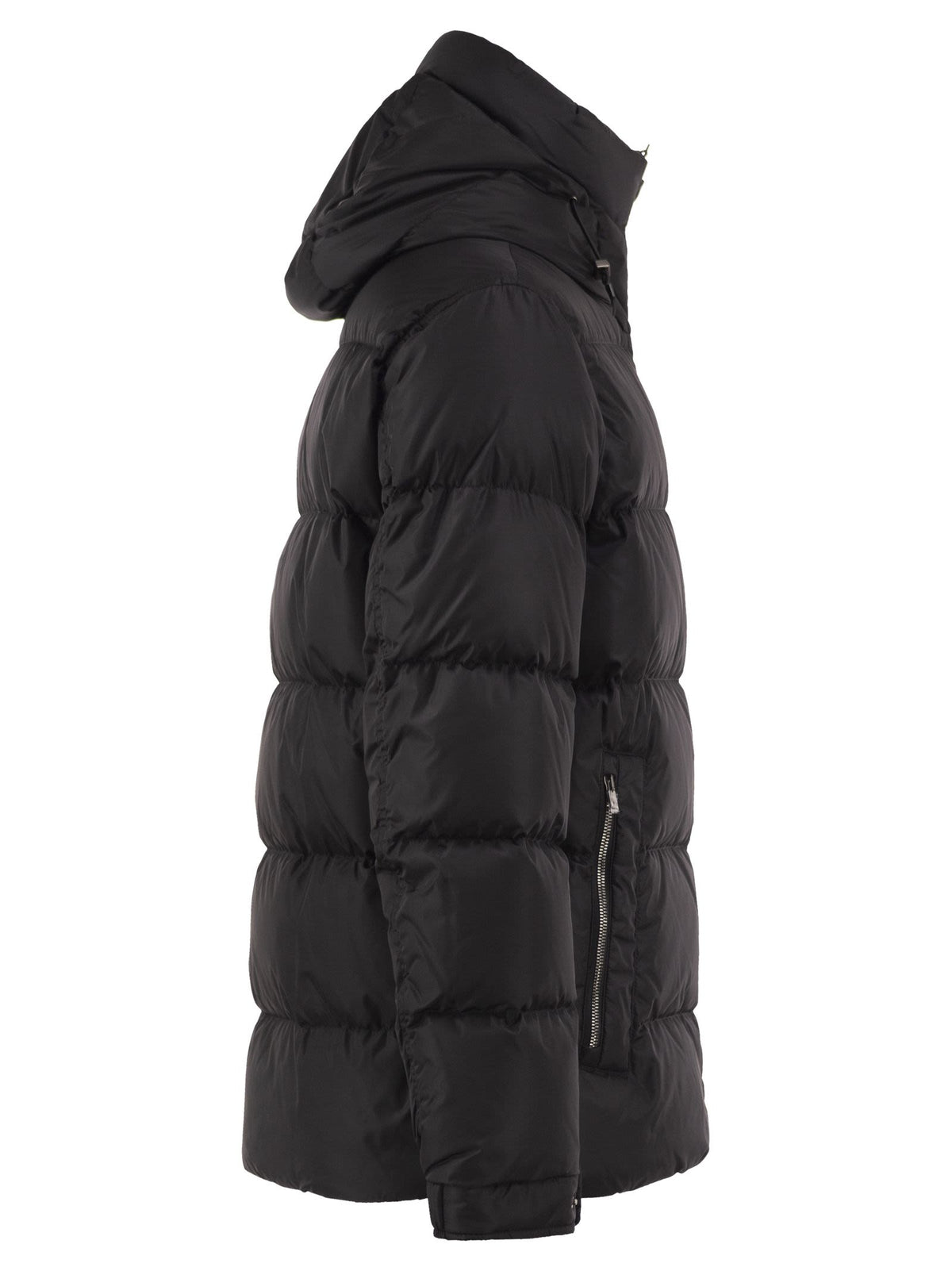 Herno Men Padded Down Jacket With High Collar And Integrated Hood