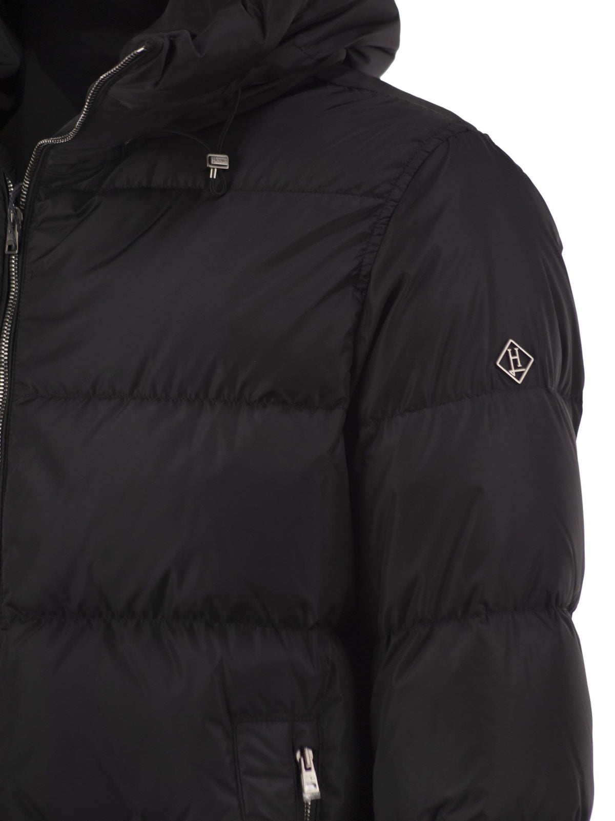 Herno Men Padded Down Jacket With High Collar And Integrated Hood