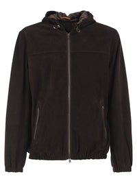 Herno Men Suede Goatskin Hooded Jacket