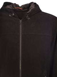 Herno Men Suede Goatskin Hooded Jacket