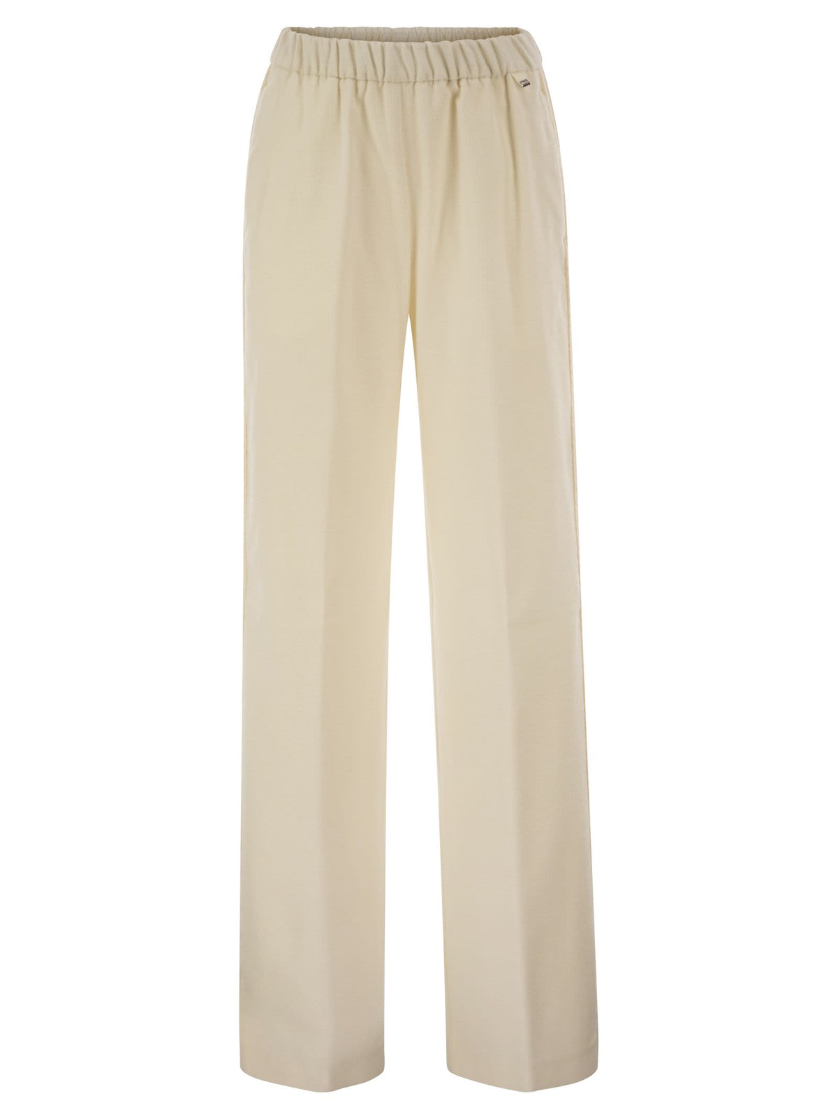 Herno Women Wide-Leg Flannel-Effect Trousers With Elasticated Waistband