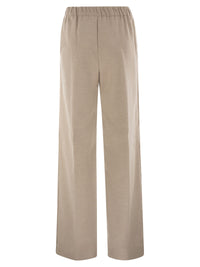 Herno Women Wide-Leg Flannel-Effect Trousers With Elasticated Waistband