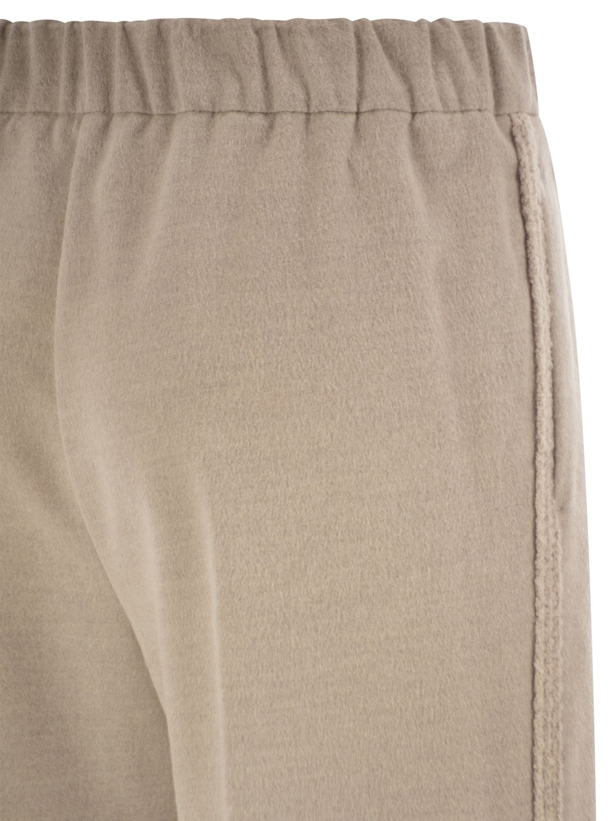 Herno Women Wide-Leg Flannel-Effect Trousers With Elasticated Waistband