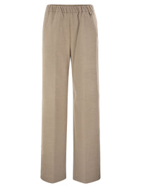 Herno Women Wide-Leg Flannel-Effect Trousers With Elasticated Waistband