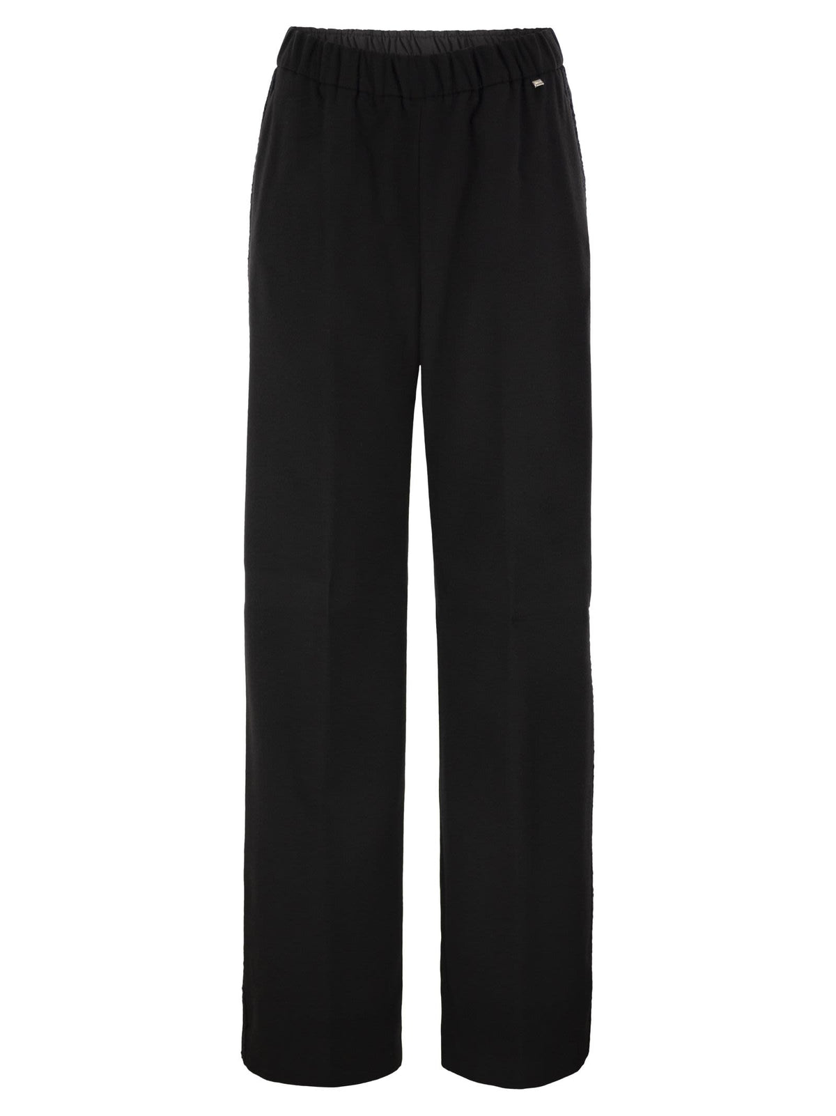 Herno Women Wide-Leg Flannel-Effect Trousers With Elasticated Waistband