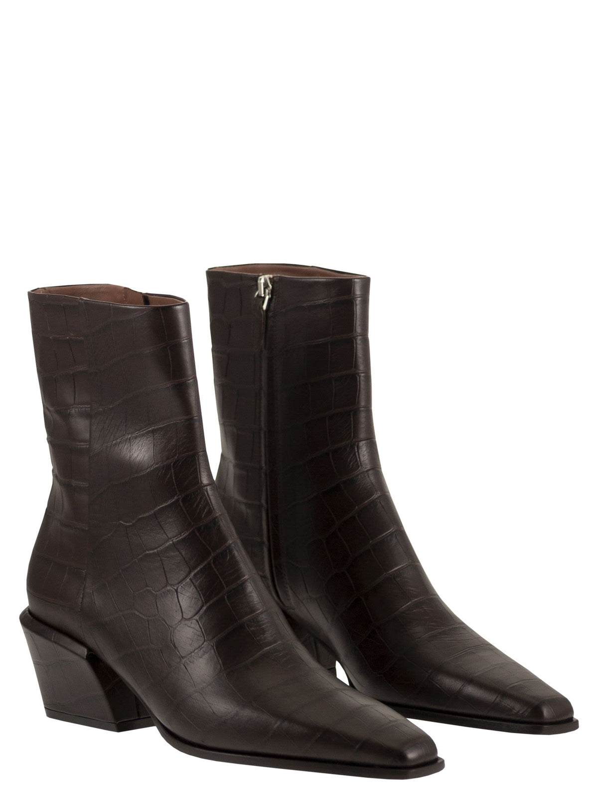 Paris Texas Women Bettina Ankle Boot 50 - Crocodile-Effect Calfskin Ankle Boots