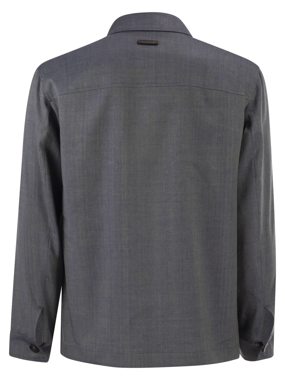 Peserico Men Lightweight Linen And Wool Blend Jacket With Patch Pockets