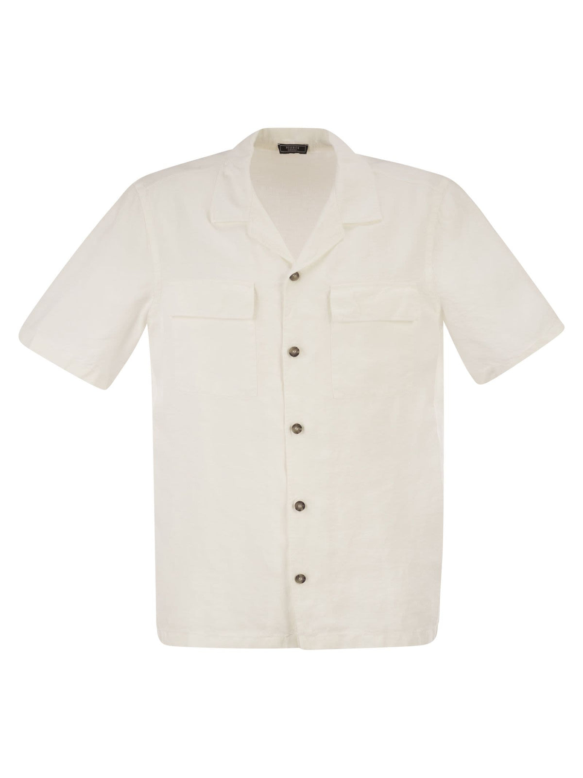 Peserico Men Lightweight Linen Bowling Shirt