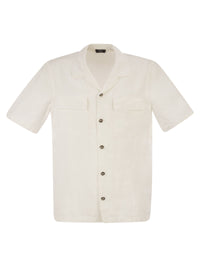 Peserico Men Lightweight Linen Bowling Shirt
