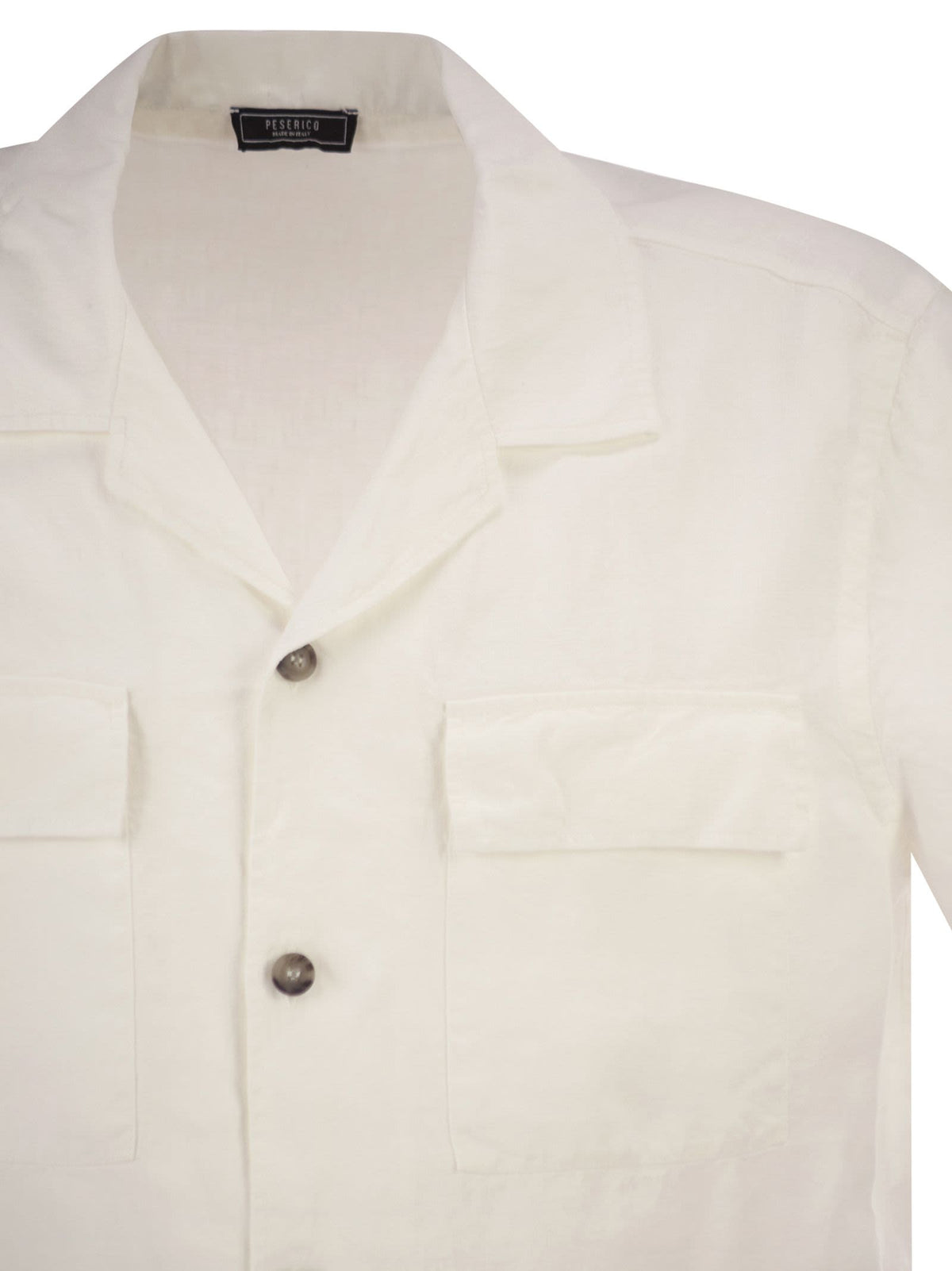 Peserico Men Lightweight Linen Bowling Shirt