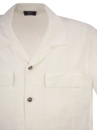 Peserico Men Lightweight Linen Bowling Shirt