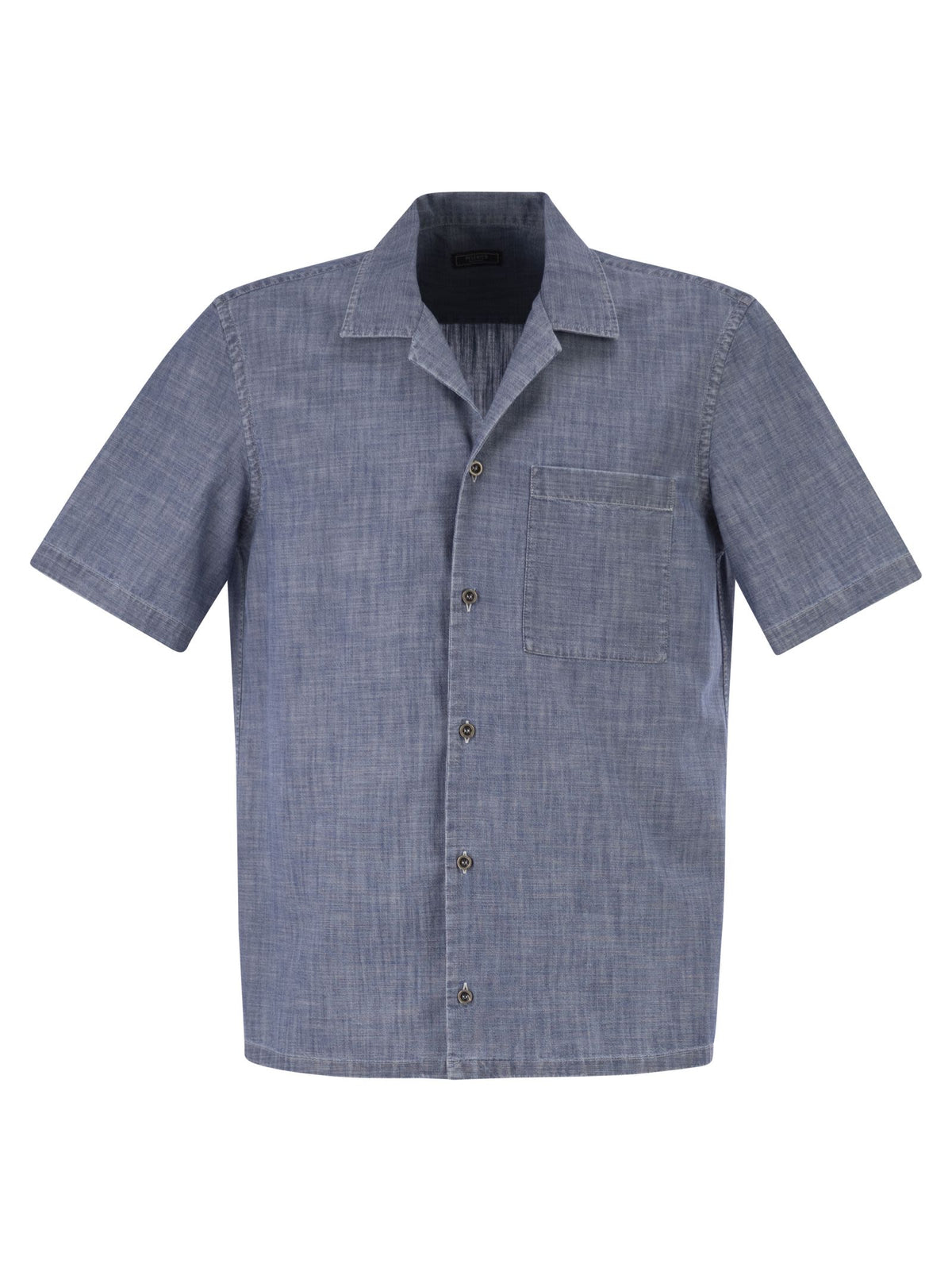 Peserico Men Lightweight Cotton Chambray-Effect Short-Sleeve Shirt