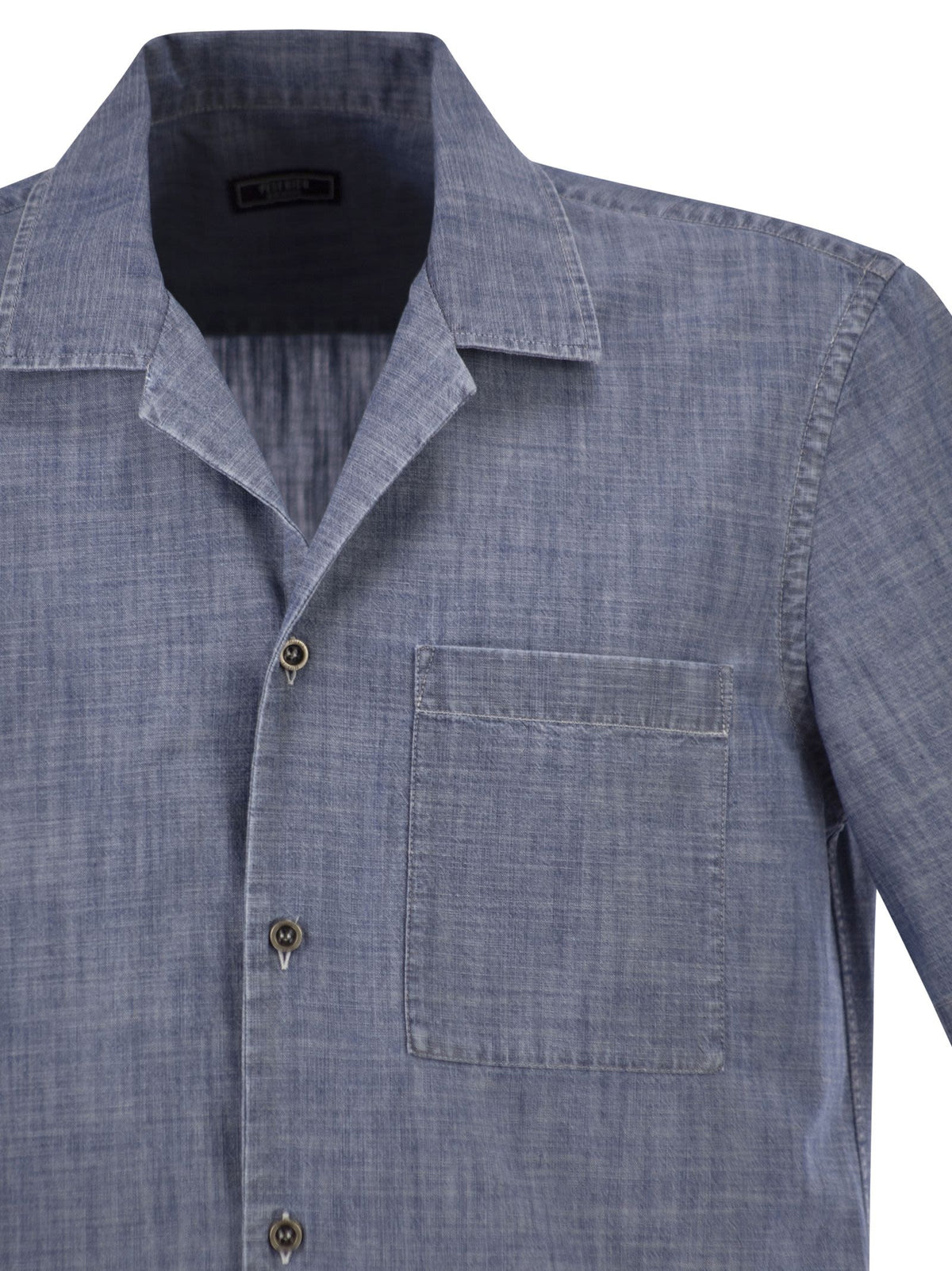 Peserico Men Lightweight Cotton Chambray-Effect Short-Sleeve Shirt