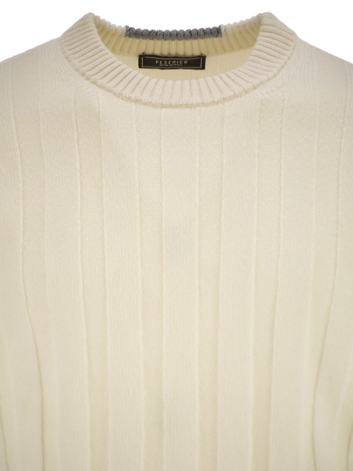 Peserico Men Wool And Cashmere Ribbed Jumper