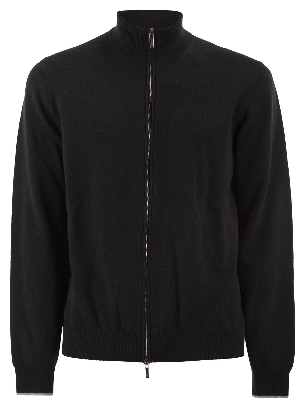 Peserico Men Virgin Wool And Cashmere Zip Cardigan
