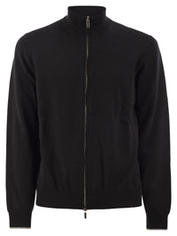 Peserico Men Virgin Wool And Cashmere Zip Cardigan