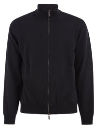 Peserico Men Virgin Wool And Cashmere Zip Cardigan