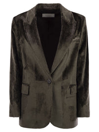 Peserico Women Velvet Blazer With Thousand Stripes