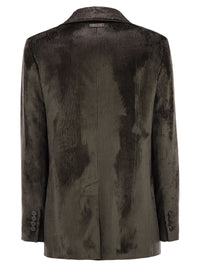 Peserico Women Velvet Blazer With Thousand Stripes
