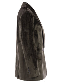 Peserico Women Velvet Blazer With Thousand Stripes