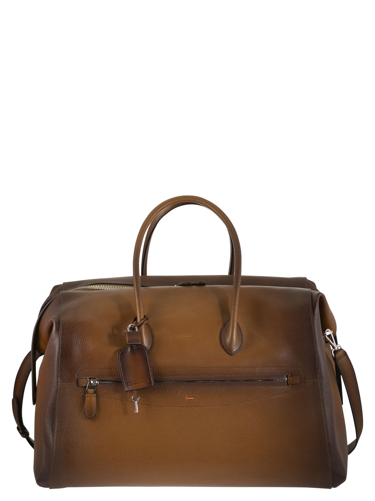 Santoni Men Leather Holdall With Shaded Finish