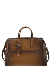 Santoni Men Leather Holdall With Shaded Finish