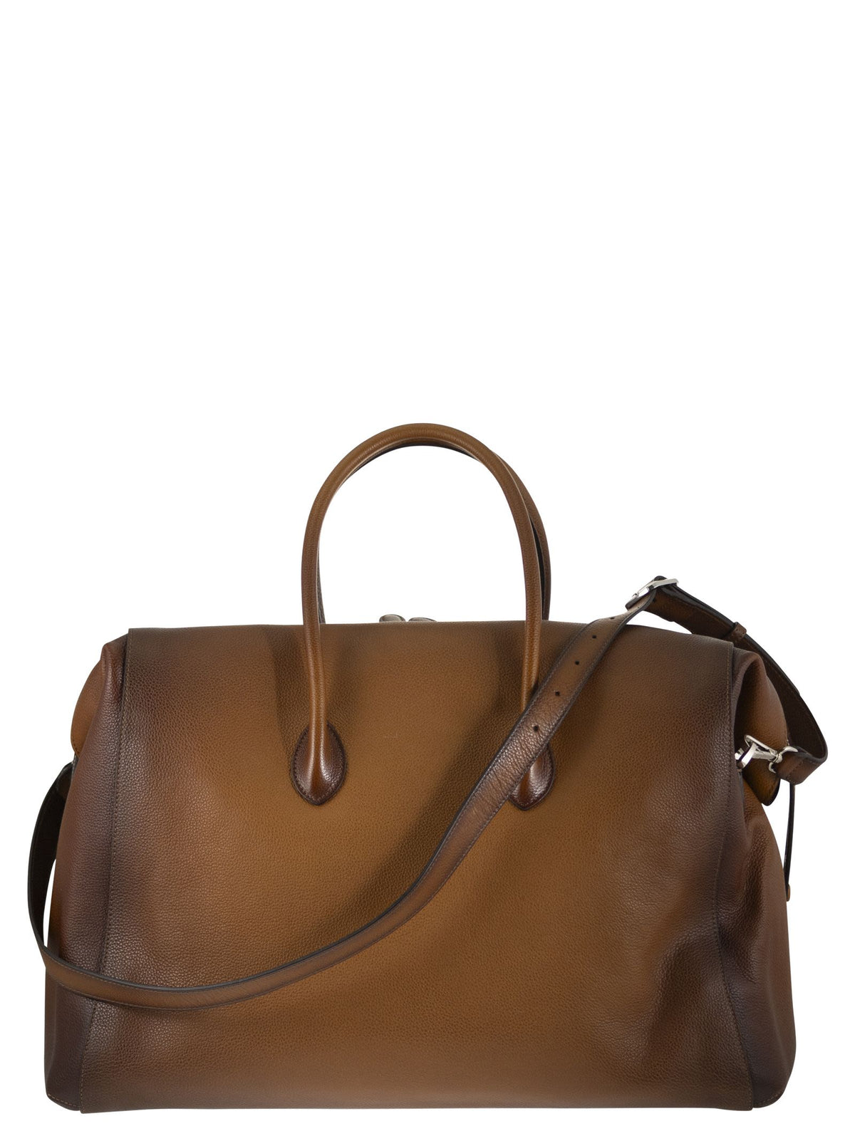 Santoni Men Leather Holdall With Shaded Finish