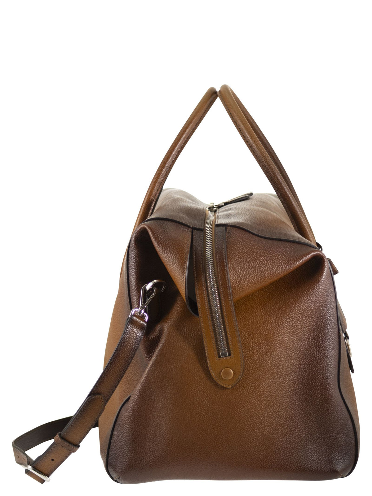 Santoni Men Leather Holdall With Shaded Finish