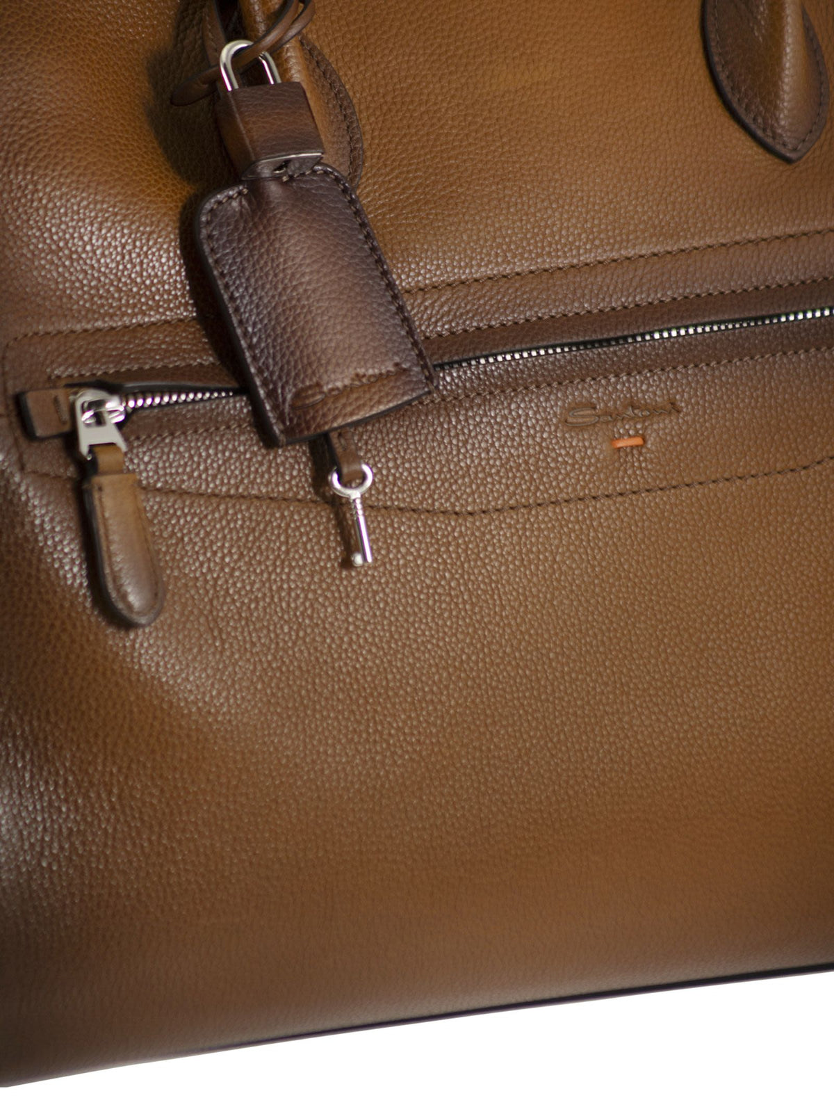 Santoni Men Leather Holdall With Shaded Finish