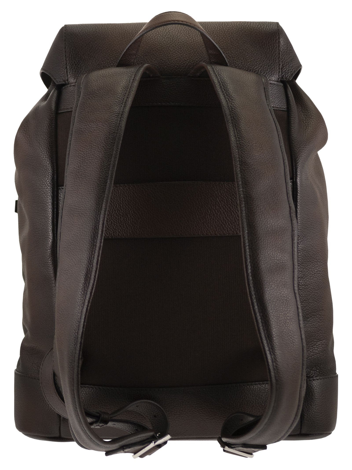 Santoni Men Grained Leather Backpack With Front Pockets