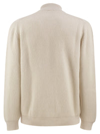 Kiton Men Pure Cashmere Ribbed Half-Zip Jumper