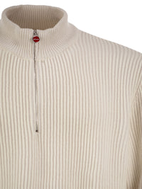 Kiton Men Pure Cashmere Ribbed Half-Zip Jumper