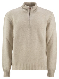 Kiton Men Pure Cashmere Half-Zip High-Neck Jumper