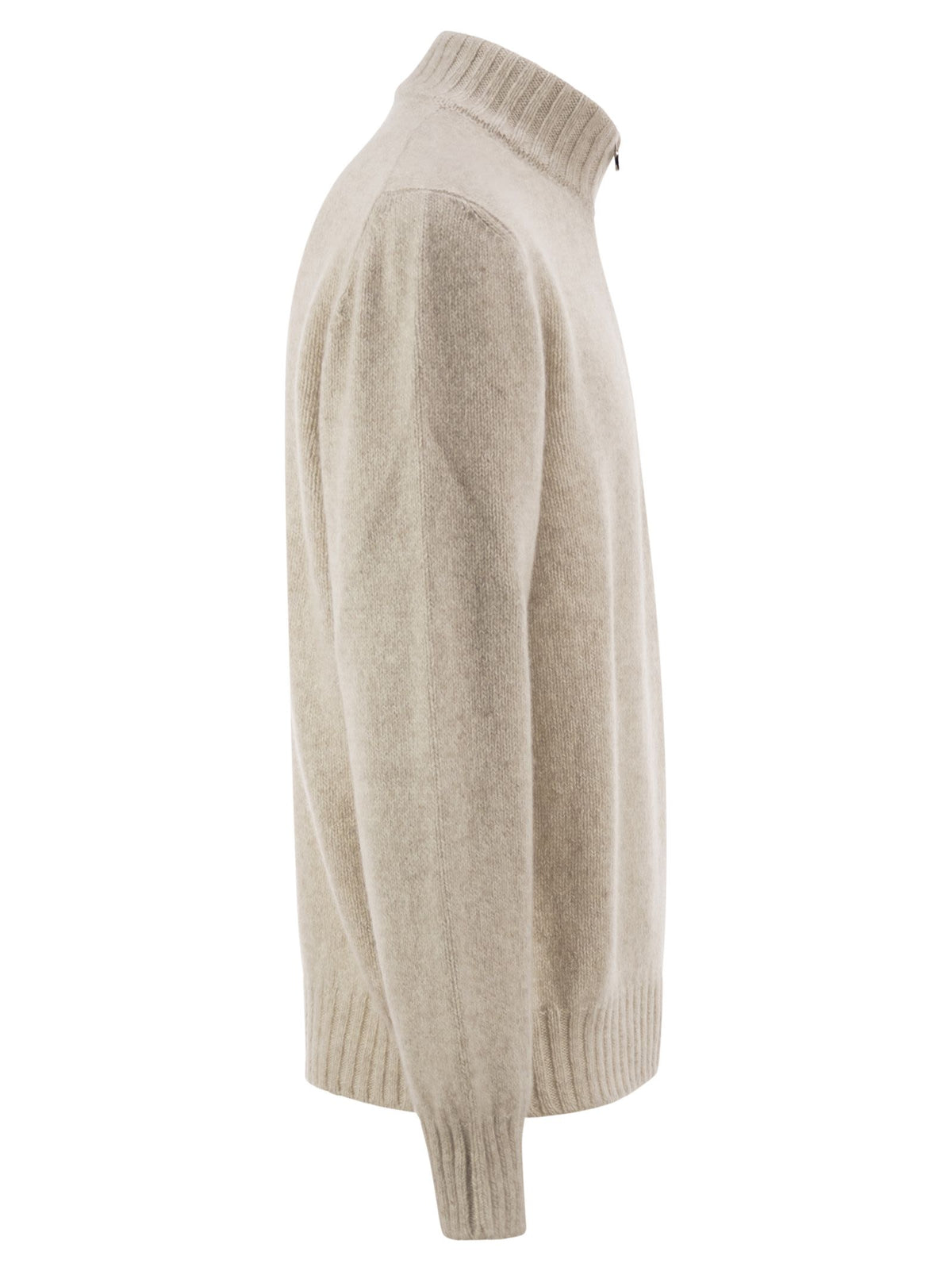 Kiton Men Pure Cashmere Half-Zip High-Neck Jumper