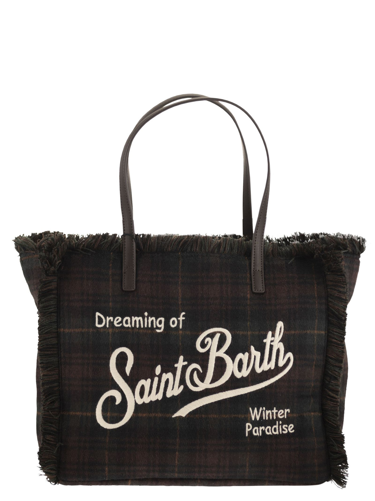 Mc2 Saint Barth Women Vanity - Tartan Tote Bag With Fringed Edges
