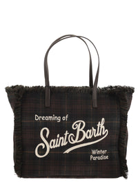 Mc2 Saint Barth Women Vanity - Tartan Tote Bag With Fringed Edges