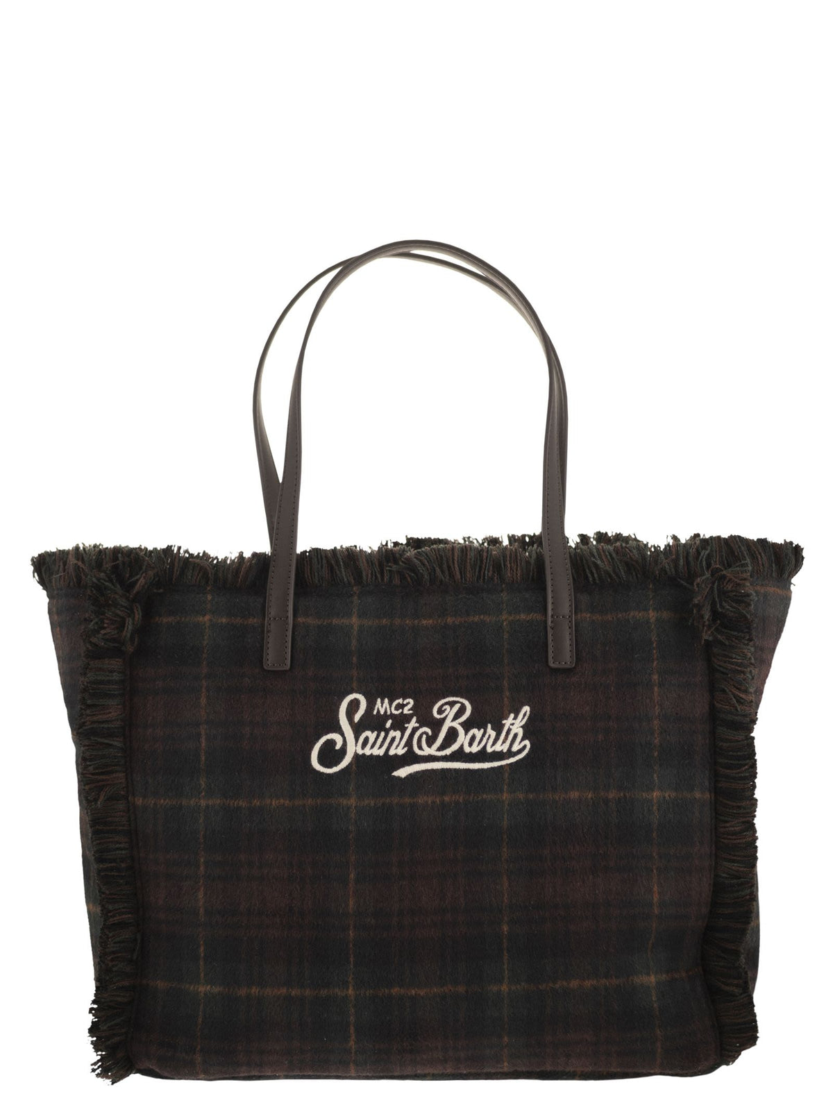 Mc2 Saint Barth Women Vanity - Tartan Tote Bag With Fringed Edges