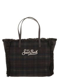 Mc2 Saint Barth Women Vanity - Tartan Tote Bag With Fringed Edges