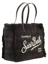 Mc2 Saint Barth Women Vanity - Tartan Tote Bag With Fringed Edges