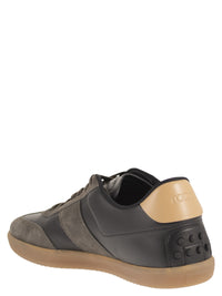Tod's Men Leather And Suede Sneakers With Rubber Sole