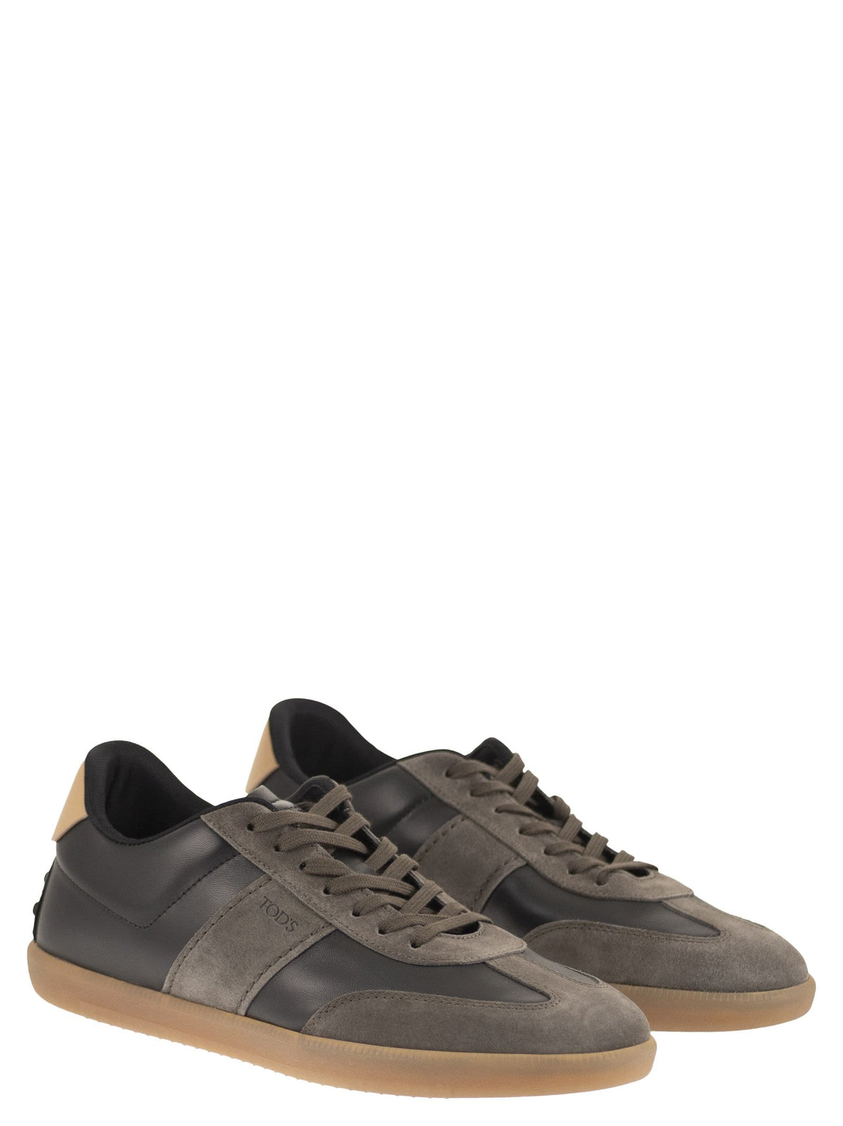 Tod's Men Leather And Suede Sneakers With Rubber Sole