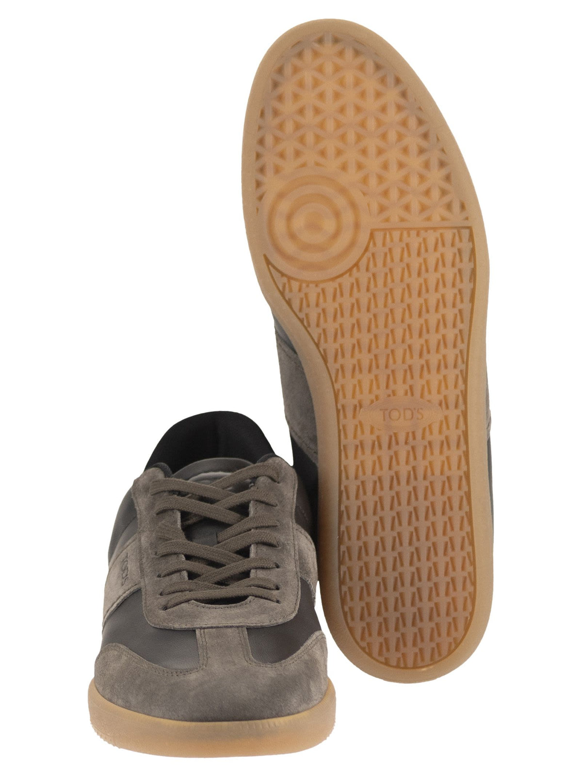 Tod's Men Leather And Suede Sneakers With Rubber Sole
