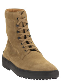 Tod's Men Calfskin Suede Lace-Up Boots