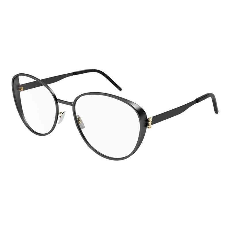 Saint Laurent Saint Laurent Eyeglasses Round Full Rim, Black Frame and Clear Demo Lenses Lens SLM93003