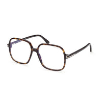 Tom Ford Tom Ford Eyeglasses Square Full Rim, Dark Havana Frame and Clear/Blue-light Block Lenses Lens FT5764-B052