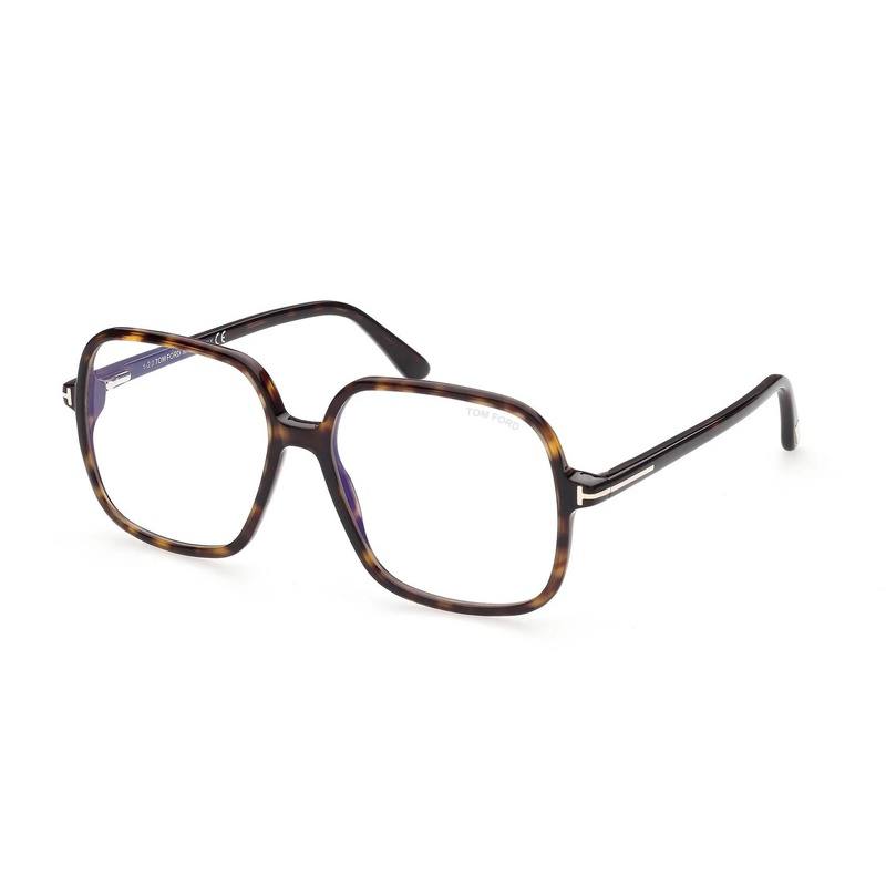 Tom Ford Tom Ford Eyeglasses Square Full Rim, Dark Havana Frame and Clear/Blue-light Block Lenses Lens FT5764-B052