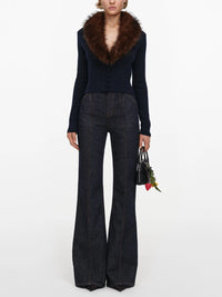 Self-portrait Self-Portrait Women Faux Fur Knit Cardigan